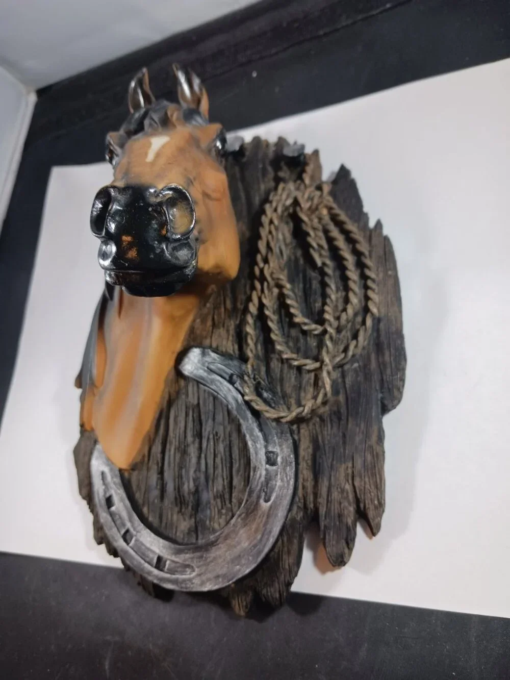 Vintage Horse Head Barn 3D Wall Figure Plaque Western Horses Farm Decor
